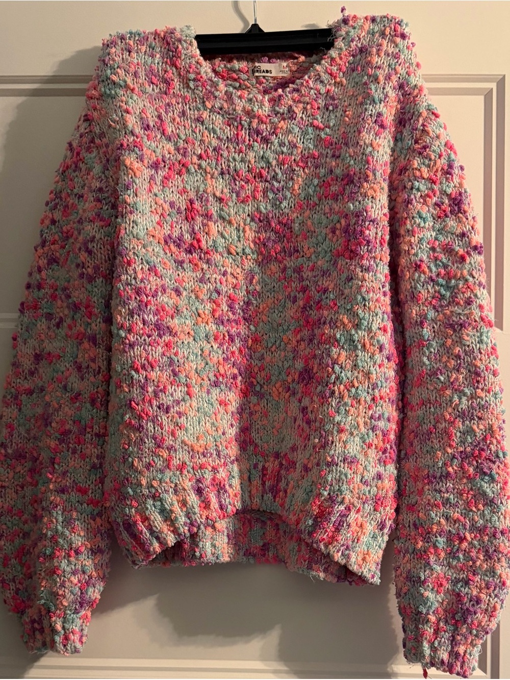 Epic Threads Pastel Multicolor Popcorn Knit Sweater - Pink & Mint